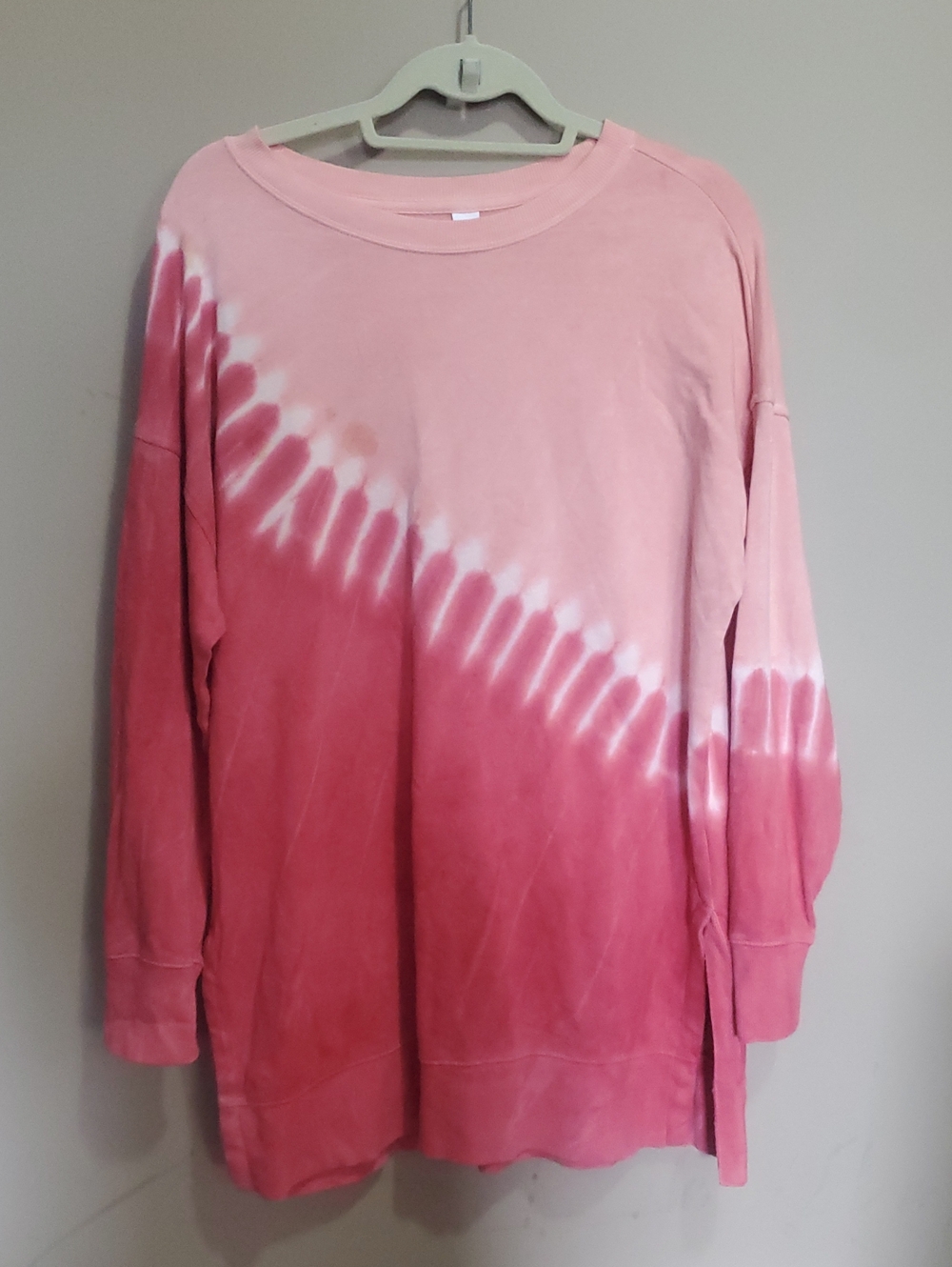 Mens Pink Tie-Dye Long Sleeve Top Size Medium